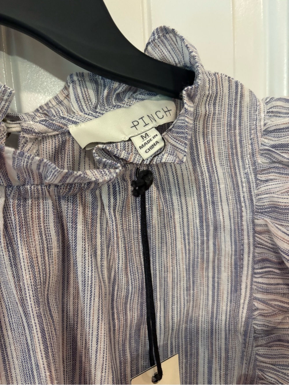 Women’s Blue Striped Ruffle Sleeve Dress - Picture 2 of 7